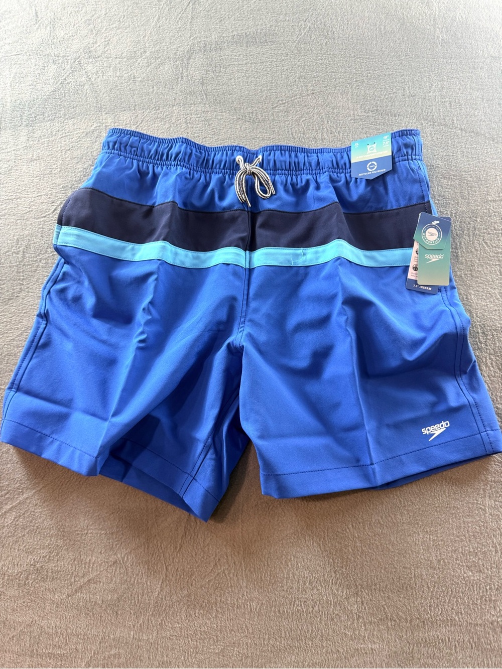 Speedo - Men’s Swim Shorts with Navy & Light Blue Stripes